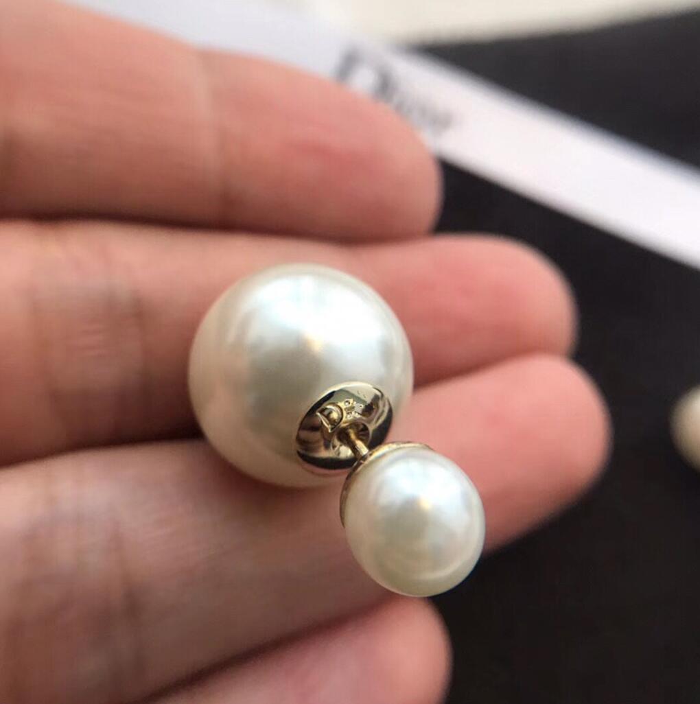 

Fashion Have Stamps Big Small pearl Letter stud earrings aretes for lady women Party wedding lovers gift engagement jewelry for Bride