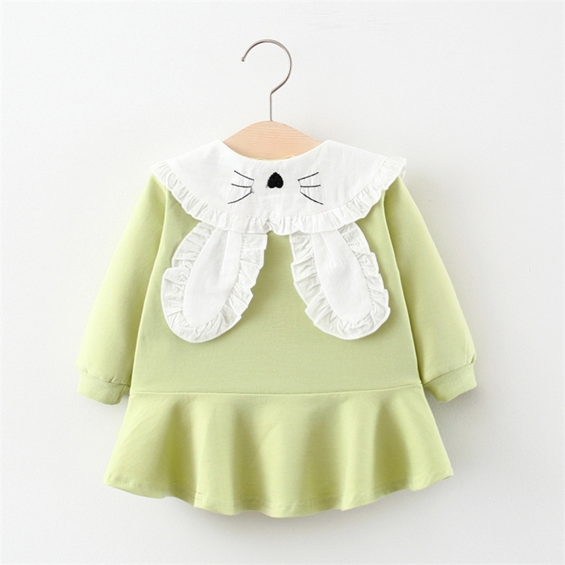

Children's Clothing Autumn Children Long Sleeve Dress 6-24M Girls Ruffles Cartoon Pattern Princess Outfits 210429, Ah1568green