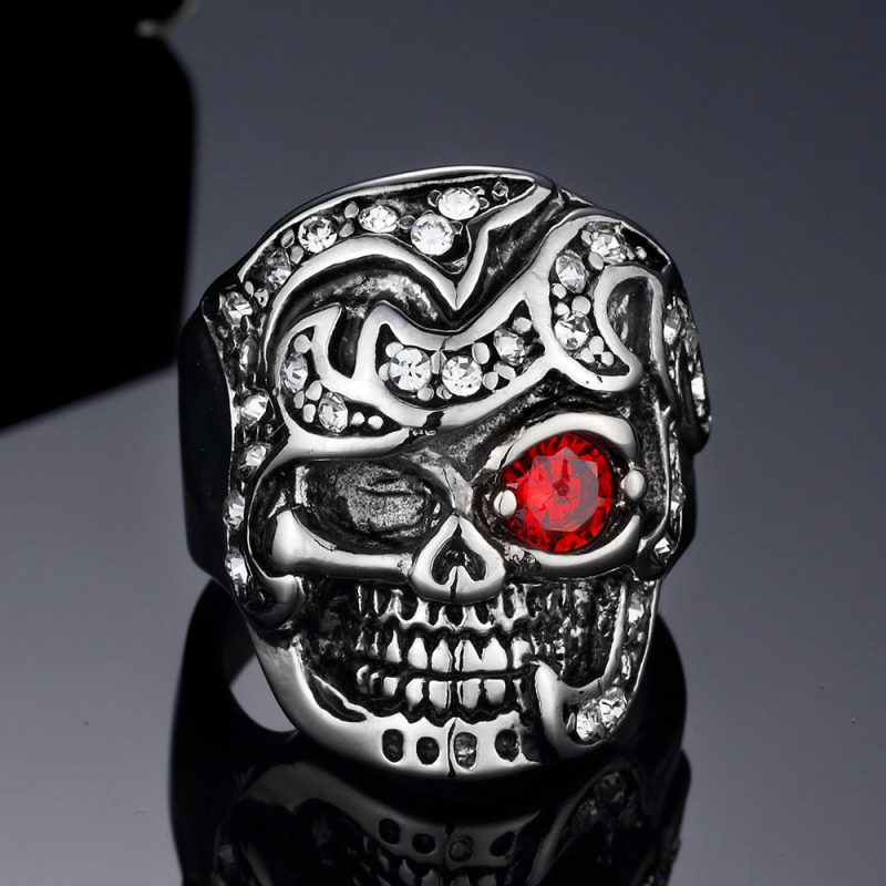 

Fashion Mens Retro Skull Ring Ruby Eye Antique Silver Plated Zinc Alloy Jewelry Wholesale