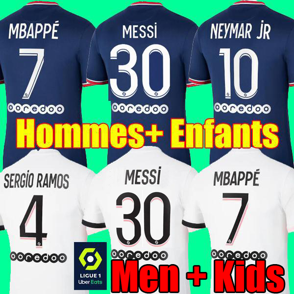 

MESSI 30 MBAPPE HAKIMI SERGIO RAMOS WIJNALDUM psg soccer jersey 21 22 Maillots football shirt 2021 2022 MARQUINHOS men + kids kit uniform enfants maillot de foot, 4th kids
