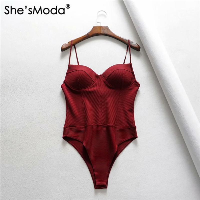 

She'sModa Cotton Blends Bodysuit Women Overalls Skinny Casual Vest Top Women' Jumpsuits & Rompers, Black
