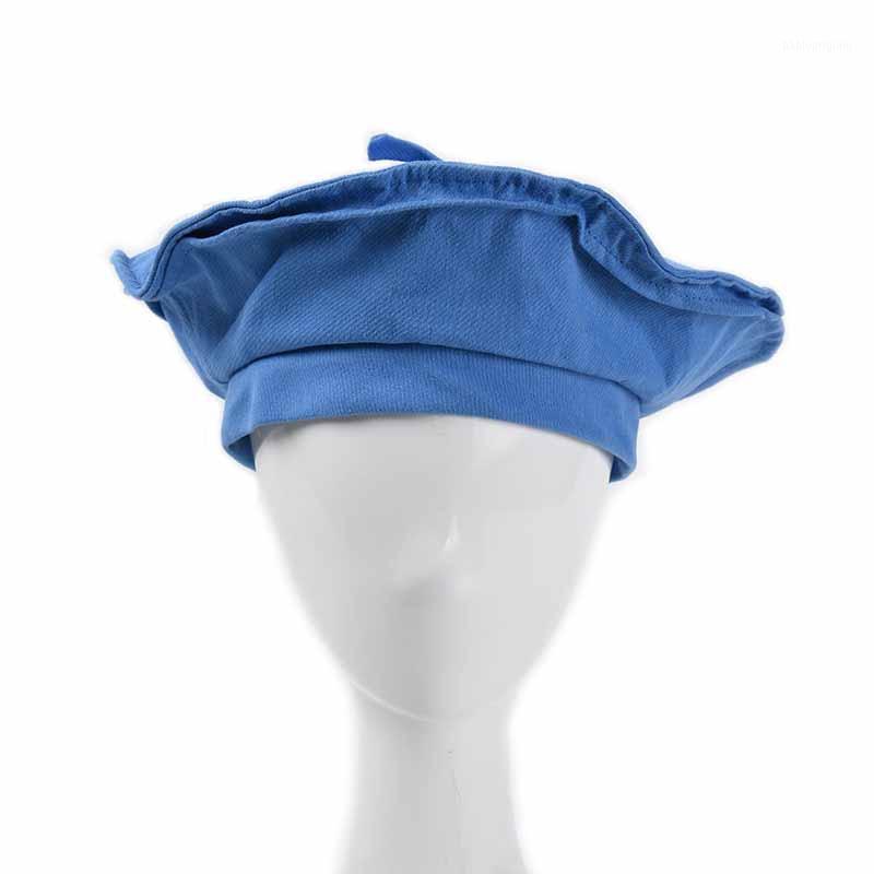 

Berets Women Autumn Beret Hat Female Male Vintage Painter Cap Blue Beige Black Cotton Ruffled