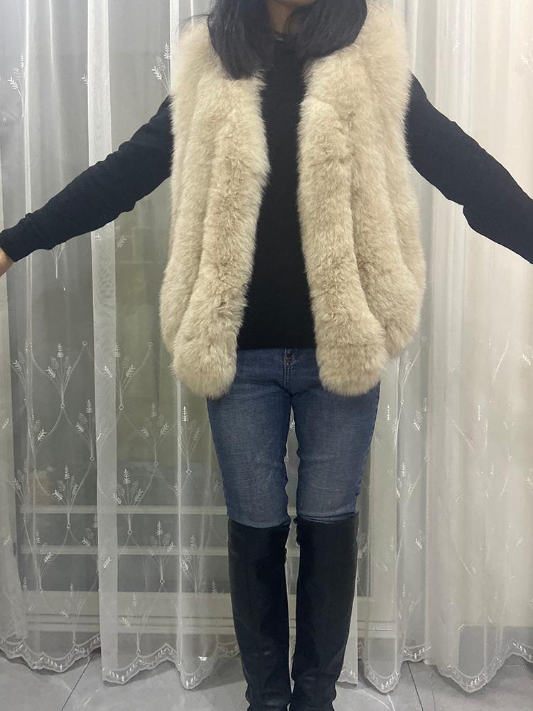 

Women's Fur & Faux Natural Real Vest Short Sleeveless Fashion Coat, Black