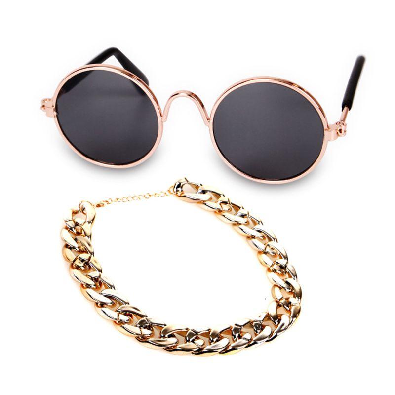 

Cat Costumes 4 Pcs Pet Fashion Hat Sunglasses Necklace Set Dog Straw Adjustable Strap Cute Tie Sun Accessories Supplies