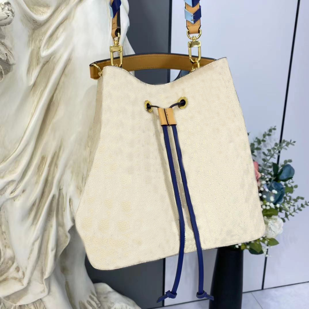 

N50042 neonoe mm bucket bag luxurys designers bags Fashion womens Cross Body Printed Handbag ladies Genuine Leather Shoulder Min, White