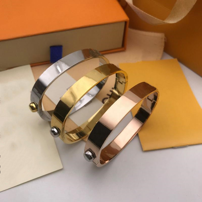 

Designer Jewelry love Bangle Rose Gold Silver Stainless Steel Luxury Simple Cross Pattern Buckle Loves Jewelrys Women Mens H Bracelets Brand Cart