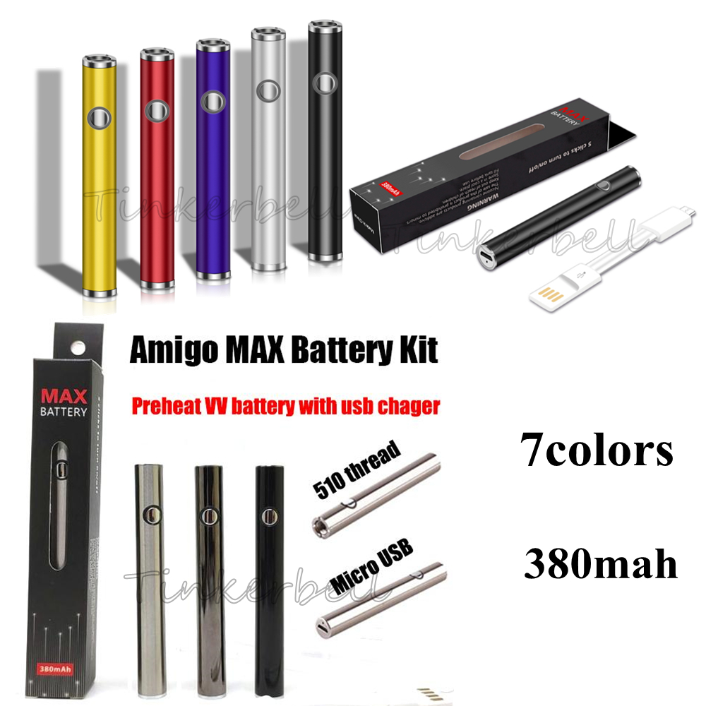 

Max Preheat Battery 380mAh Preheating 10500 Variable Voltage Bottom Charge 510 Thread Vape Pen Vaporizer With USB DHL