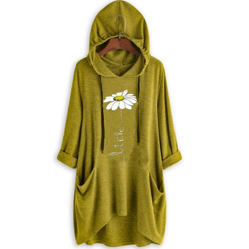 

Autumn Plus Size Tunic Womens Tops and Blouses Loose Printed Top Casual Long Sleeve Floral Blouse Blusas Mujer De Moda 210603, Yellow