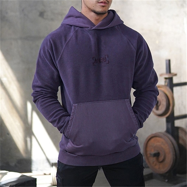 

ASRV Mens Polar Fleece Purple Hoodies Running Sports Pullover 2020 Autumn New Hooded Sweatshirt For Men Solid Color Hoodie Bluza X0525, Khaki