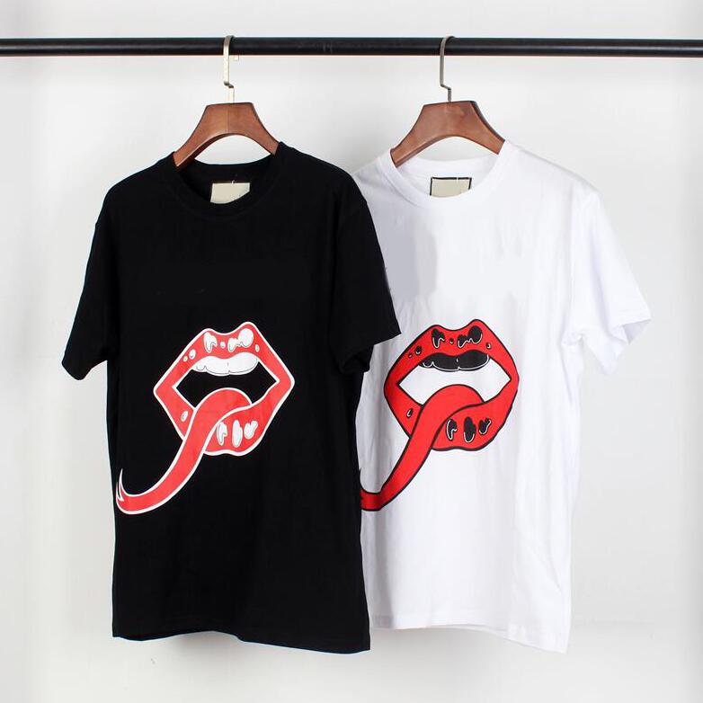 

Mens Women Designer Tshirts Summer Letters Print T-shirt for Men Womens Tops With Tongue Patterns High Quality Tees Shirts Casual Tops -2XL, White