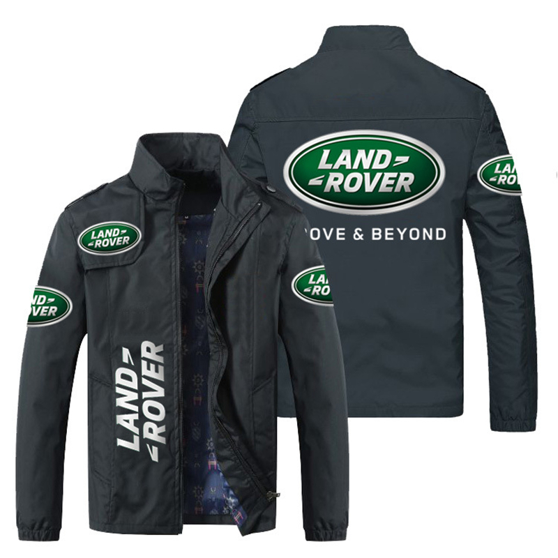 

new autumn stand collar casual et. land rover printed men's oversized coat, Black;gray