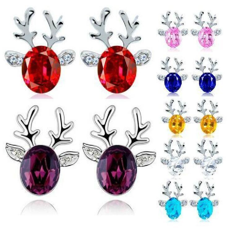 

Christmas Crystal Antler Earrings 3D Reindeer Christmas Earrings