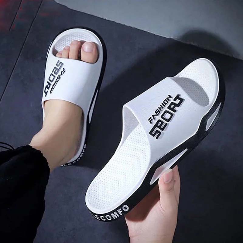 

Beach Sport Fashion Slippers Mens Summer Non-slip Soft Couple Women Male Flip Flops Slides Indoor Outdoor Chanclas Hombre, Black