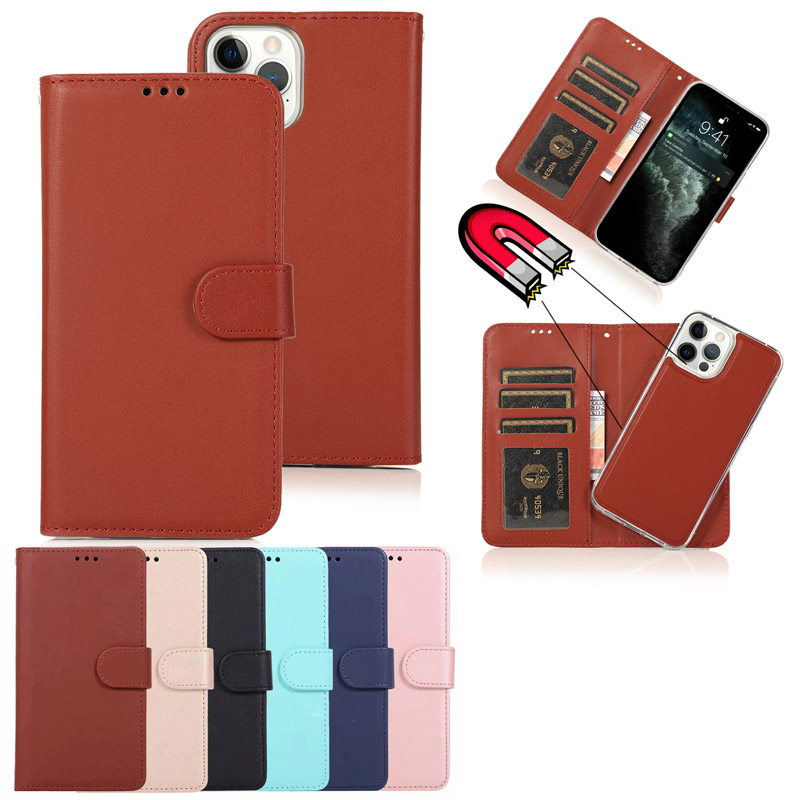 

2 in 1 Magnetic Magnet Detachable Removable Wallet Leather cases For iphone 13 12 11Pro Max XS XR 8 7 6S Plus, Mix colors;pls leave message to us