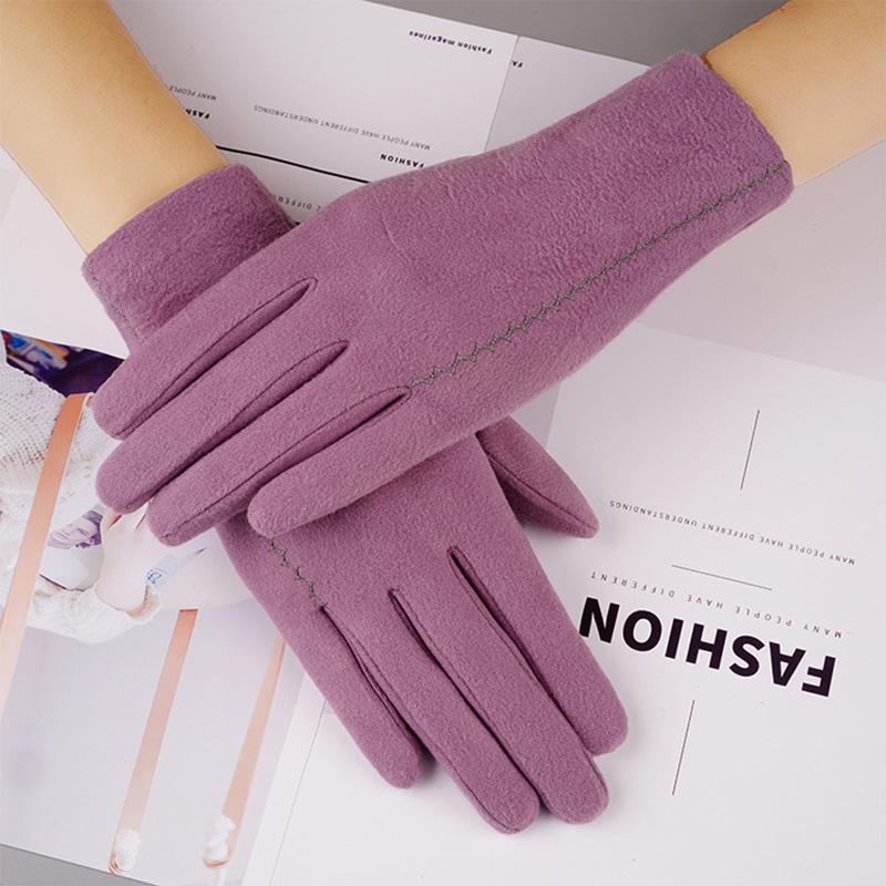 

Five Fingers Gloves Autumn Winter Female Smooth Embroidery Milk Shreds Driving Women Touch Screen Lace Thin Warm Sport Cycling Mittens I61
