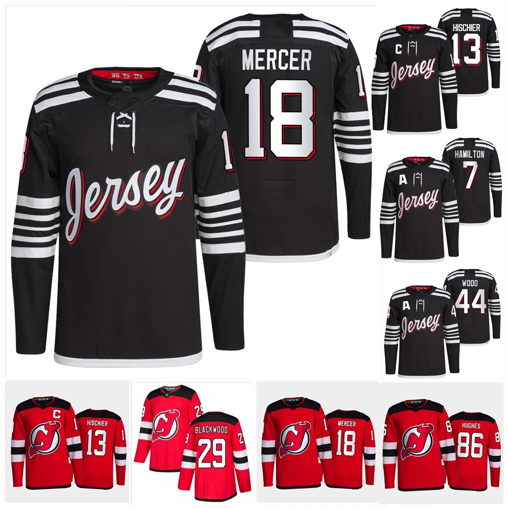 

18 Dawson Mercer New Jersey Devils 2021 22 Black Jersey Dougie Hamilton Nico Hischier Jack Hughes Tomas Tatar P.K. Subban Mackenzie Blackwood Martin Brodeur, Mens s-xxxl