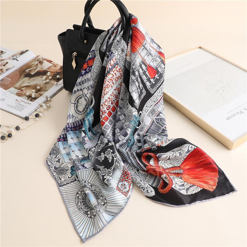 

Scarves Mulberry Scarf Women Silk Luxury Shawl Beach Cover-ups Bandana Hijabs Bufand De Seda Foulard En Soie Solar Playa, Blue;gray