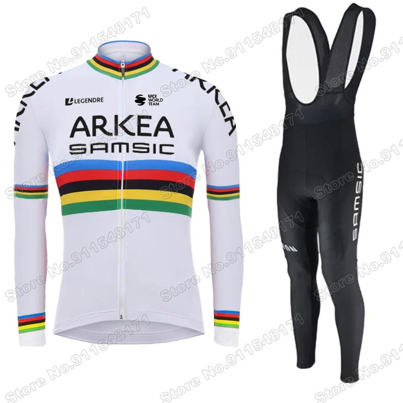 

Arkea 2021 Summer Cycling Jersey Set Clothing Suit Mens Long Sleeve MTB Bike Road Pants Bib Maglia Ciclismo Racing Sets, Black;blue