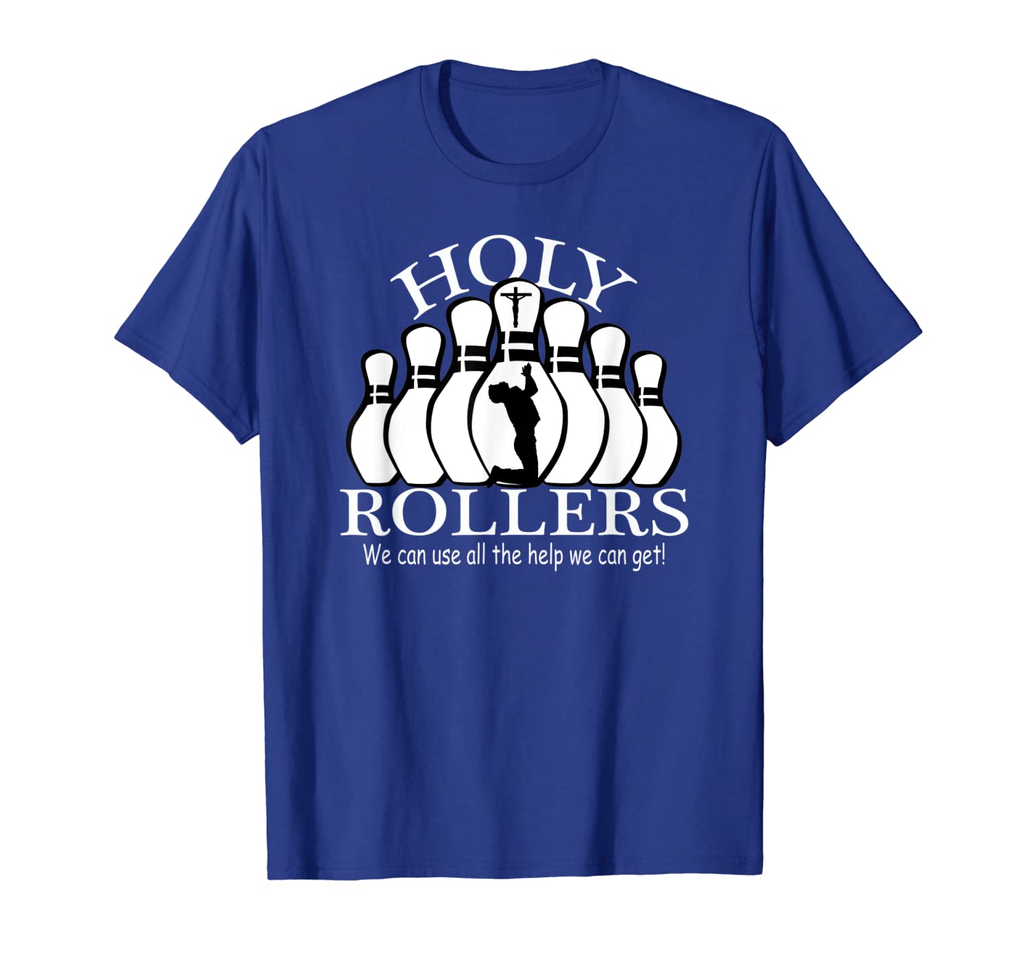 

holy rollers matching bowling team t-shirt t-shirt, White;black