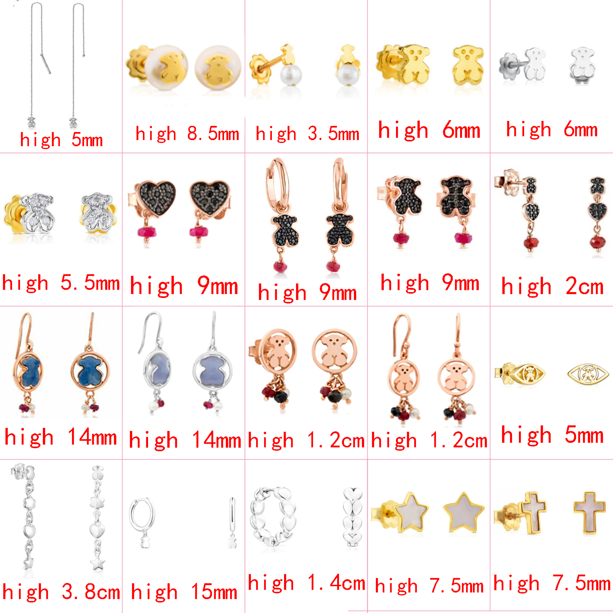 

2021 new 100% 925 sterling silver bear fashion classic trend ladies earrings pierced jewelry factory direct sales