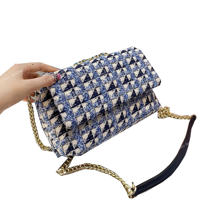 

2021 Fall Winter Tweed Fashion Birds Bags Two-tone Mini Classic Flap Gold Metal Chains Hardware Cross Body Shoulder Famous Luxury Designer P
