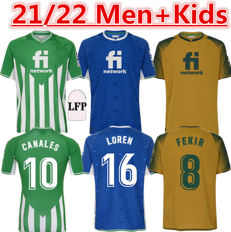 

21 22 Real Betis Soccer Jerseys CANALES 2021 2022 FEKIR LOREN JOAQUIN B. IGLESIAS JUANMI football shirt GUARDADO C. TELLO WILLIAM men Jersey kids kit sets, Black