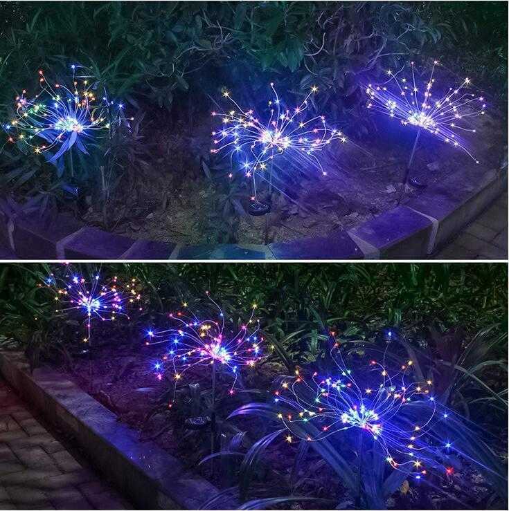 Christmas Solar lawn firework light dandelion string lights outdoor waterproof christma decoration lamp
