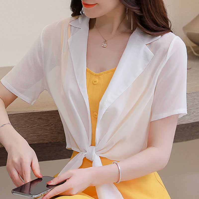 

Short Sleeve Summer White Blouse Shirt Women Tops Blouse Women V-neck Chiffon Blouse Tops Women Shirts Clothes Blusas D169 210602