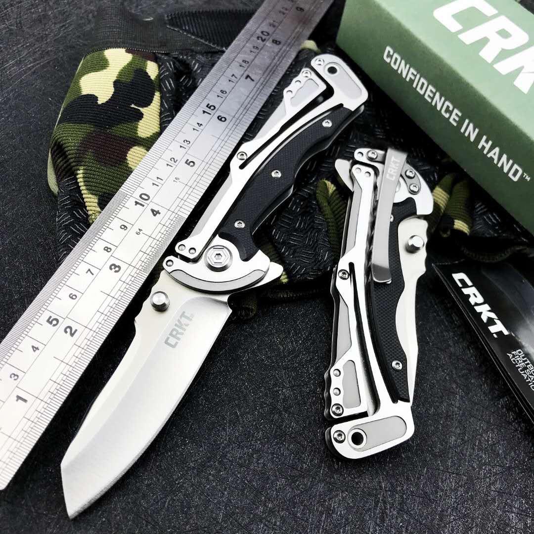 

High Quality CRK-T Assisted Folding Knife Satin Plain Blade Black G10 Handles Pocket Knives Rescue Utility EDC Tools