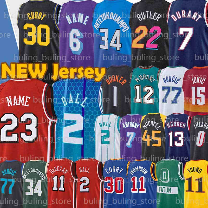 

30 Curry Jersey Stephen Doncic 7 Durant Morant Antetokounmpo Basketball Giannis Lillard LaMelo Ja Ball Luka Jayson Mitchell Kevin Jokic Tatum Donovan Damian Nikola, Men jersey