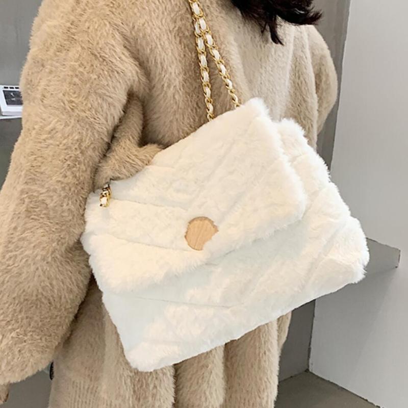 

Elegant Female Square Crossbody Bag 2021 Quality Soft Plush Women's Designer Handbag High Capacity Shoulder Messenger Cross Body, Black