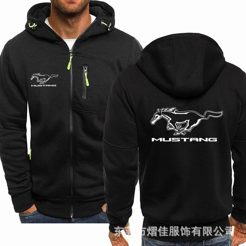 

Top Quality Mustang for Men Zipper Hoodie Clothes Fleece Riding Jackets Sweatshirts Coat Hoodies Sweatshirts Men Hoodies Harajuku MM01, Black