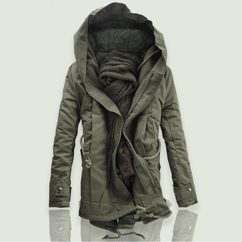 

Solid Winter Parkas Men Windbreaker Thick Warm Hooded Parka Mens Casual Adjustable Waist Male Hoodies Oversized Coat Outwear 210524, Black