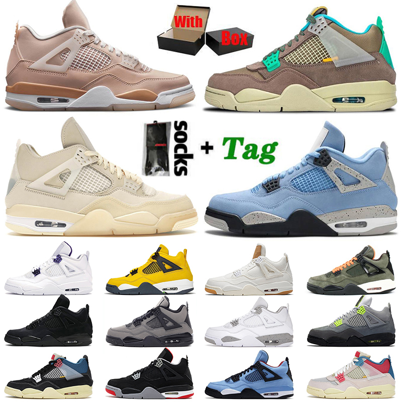 

WITH Box Jumpman 4 Shimmer basketball shoes sail mens womens Taupe Haze Off University Blue 4s IV what the black cat Travis Scotts cactus jack white trainers sneakers, D13 36-47 cool grey