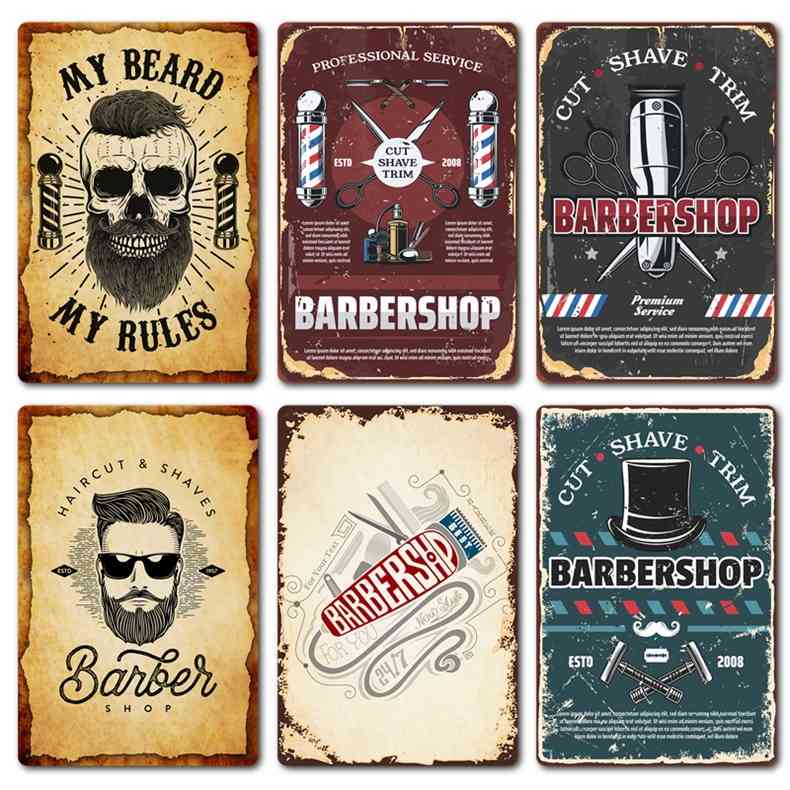 

Barber Tin Sign Plaque Vintage for barber shop Wall Decor Retro Metal Posters Iron Paintinga