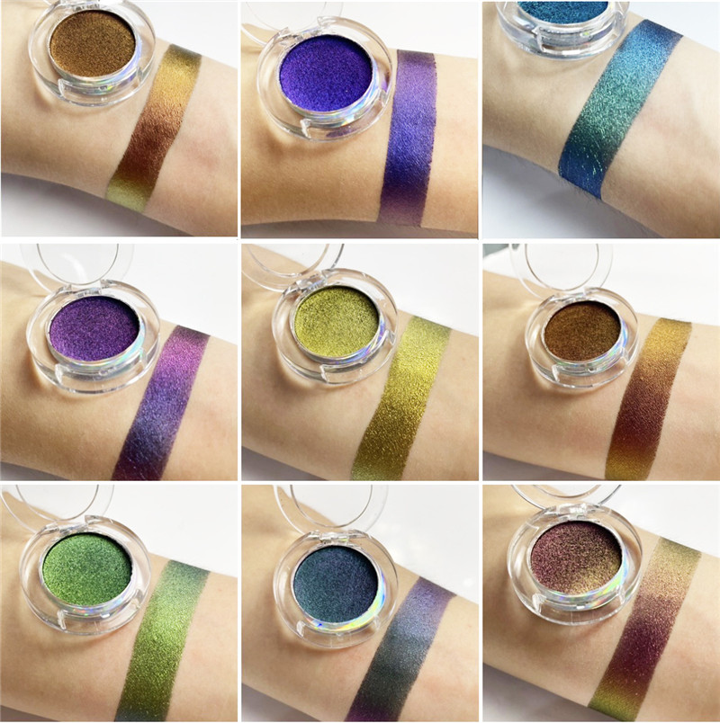 

Newest Optical Chameleon Light Change Eyeshadow Diamond Shine Highlight monochrome Pigment Shimmer 2 styles 9 colors, Style a (mixed color)
