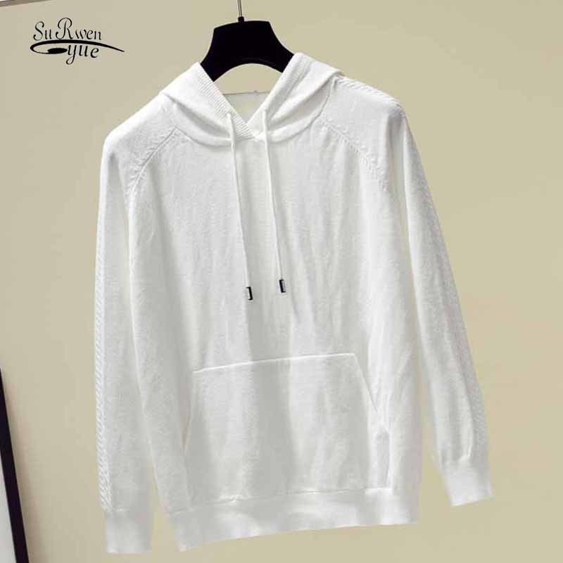 Taille plus taille solide de poche à capuche à capuche à capuche en tricot à capuche Femmes d'automne hiver lâche pull-shirts Hat à fond de la ch