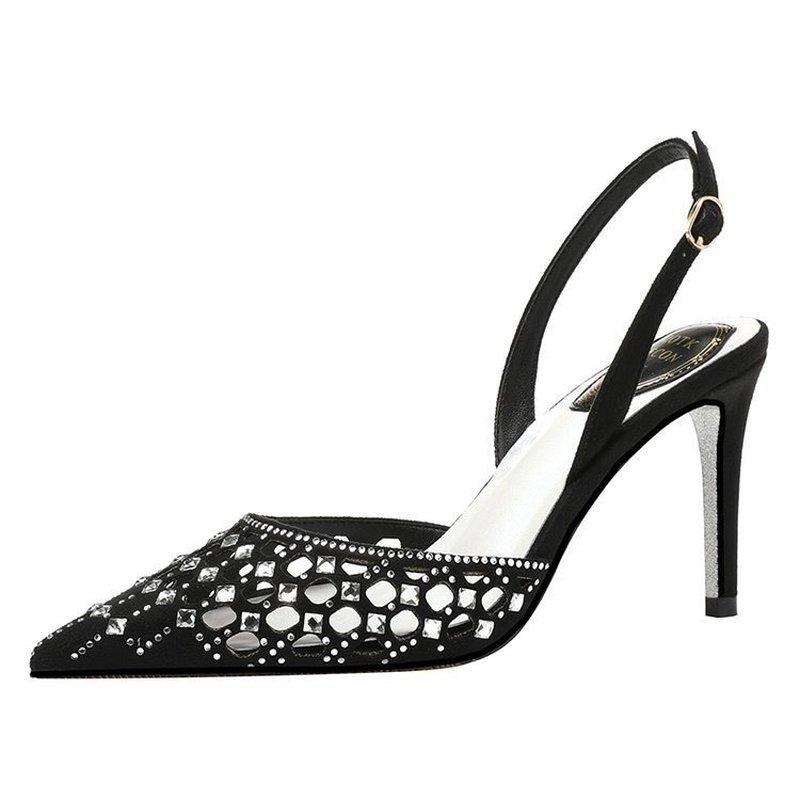

Dress Shoes 2021 Summer High Heel Sandals Female Brand Designer Hollow Large Size Casual Knit Sexy Party, Black