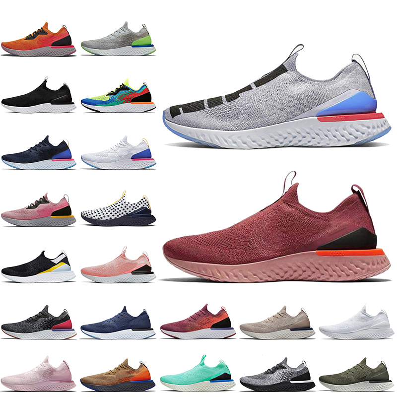 

Top Fashion Fly Knit Epic React Women Mens Running Shoes Laceless Triple White Black Pink Royal Green Blue Burgundy Jogging Sports Trainers Sneakers, #24 brownish yellow 40-45