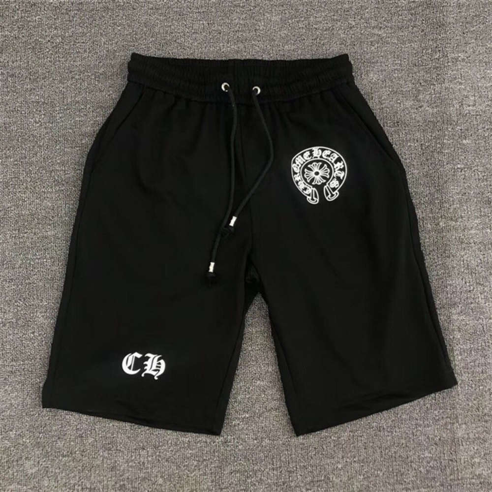 

Hearts Trendy Chrome Crosin Horseshoe Cross Print Casual Sports Shorts Beach Pants, Black