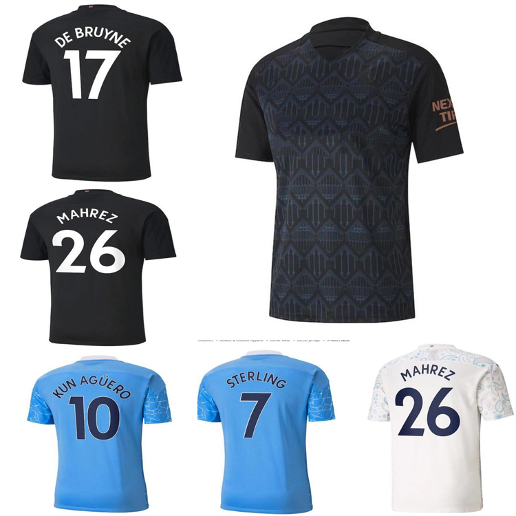 

2021 manchester soccer jersey city 20 21 STERLING DE BRUYNE KUN AGUERO football shirts men kit, Away game