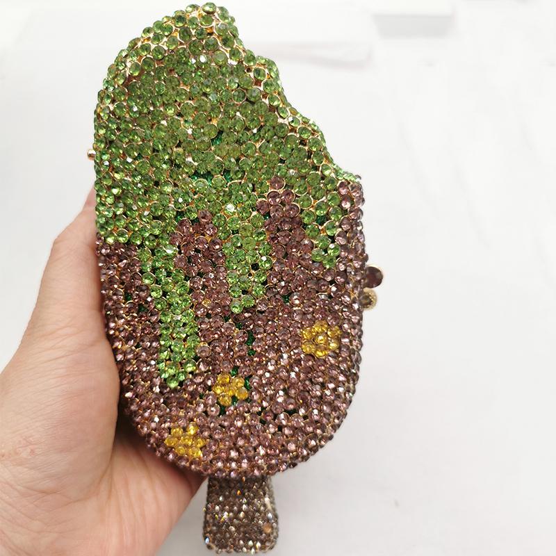 

Rhinestone Clutches Purses Luxury Popsicle/Ice Lolly Women's Crystal Party Wedding Purse Green/Purple Diamond Handbags Evening Bags