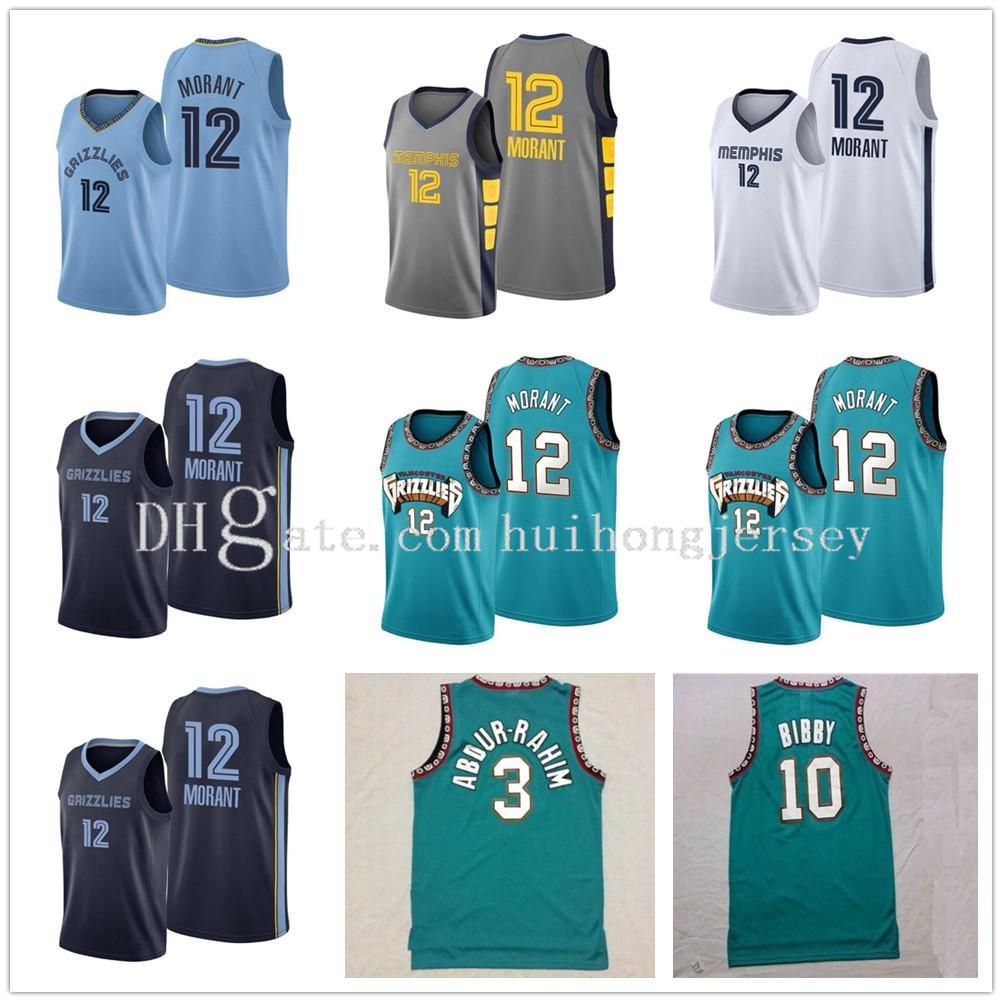 

Ja 12 Morant Mike 10 Bibby Basketball Jersey Mens Shareef 3 Abdur-Rahim 50 Reeves Retro Green Basketball Shirt, Black;red
