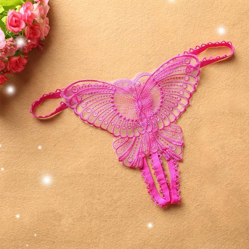 

Women's Panties Sexy Lace Butterfly Thong Womens Fashion Transparent Erotic Open G-string Solid Color, As shown3