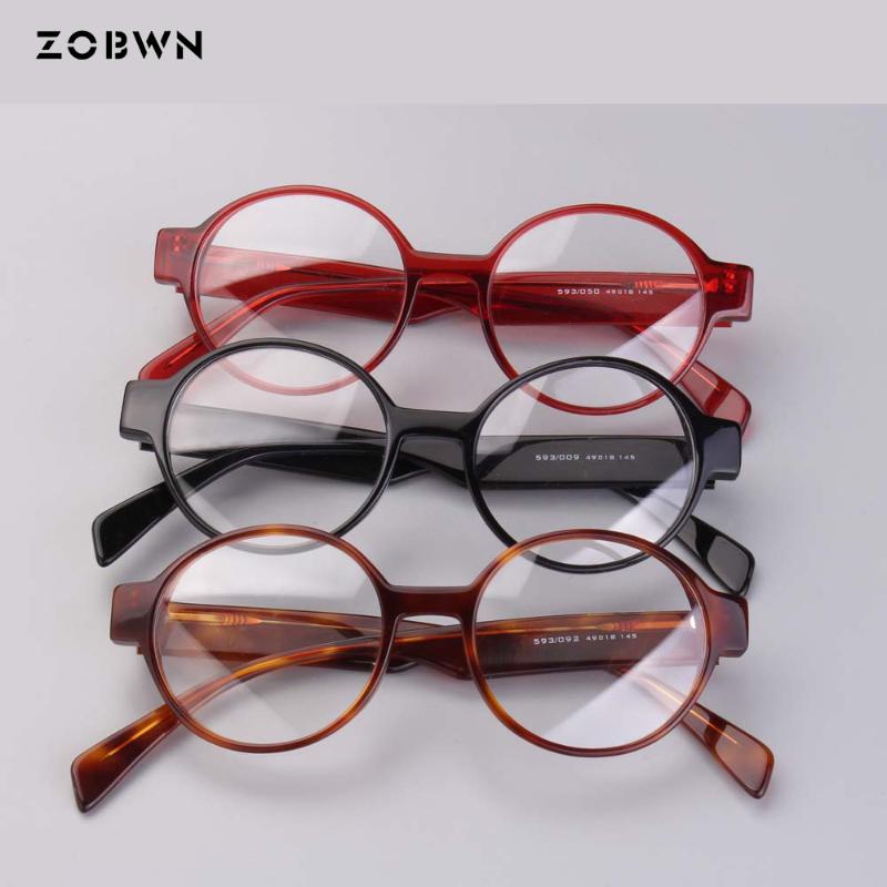 

Fashion Sunglasses Frames Classic Round Spectacle For Reading Frame Women Brand Prescription Mirror Female Eyewear Oculos De Grau Acetato, Black
