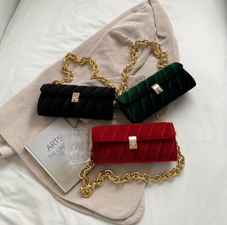 

Factory Outlet women shoulder bags small fresh solid color leather underarm bag street personality golden Thread plaid buckle handbags popular plush handbag, Red1(boutique box)