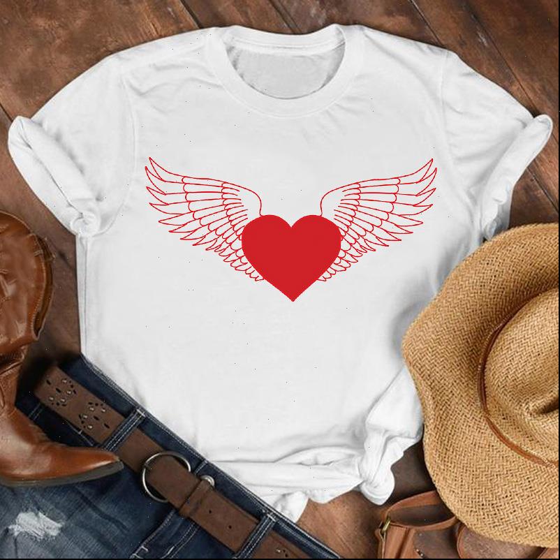 

women lady angle wing love womens t shirts cute casual 90s style shirt clothes tee female print, White