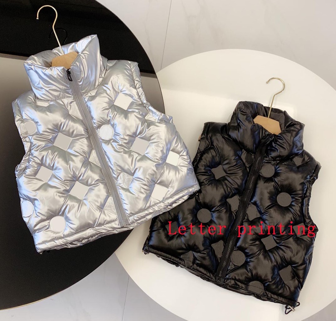 

Kids Vest Waistcoat Outwear Baby Girl Boy Coat Gilet Boys Letter Print Jackets Printing Clothes Fashion Waterproof Size 100-140 Leisu Winter, Black