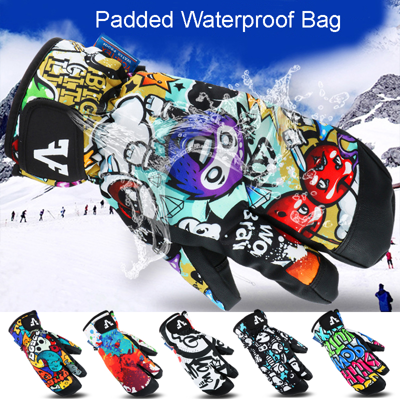 

3 Finger Professional Snowboard Ski Gloves Waterproof -30 Winter Thermal Mittens windproof Skiing snowmobile touch screen ropeg