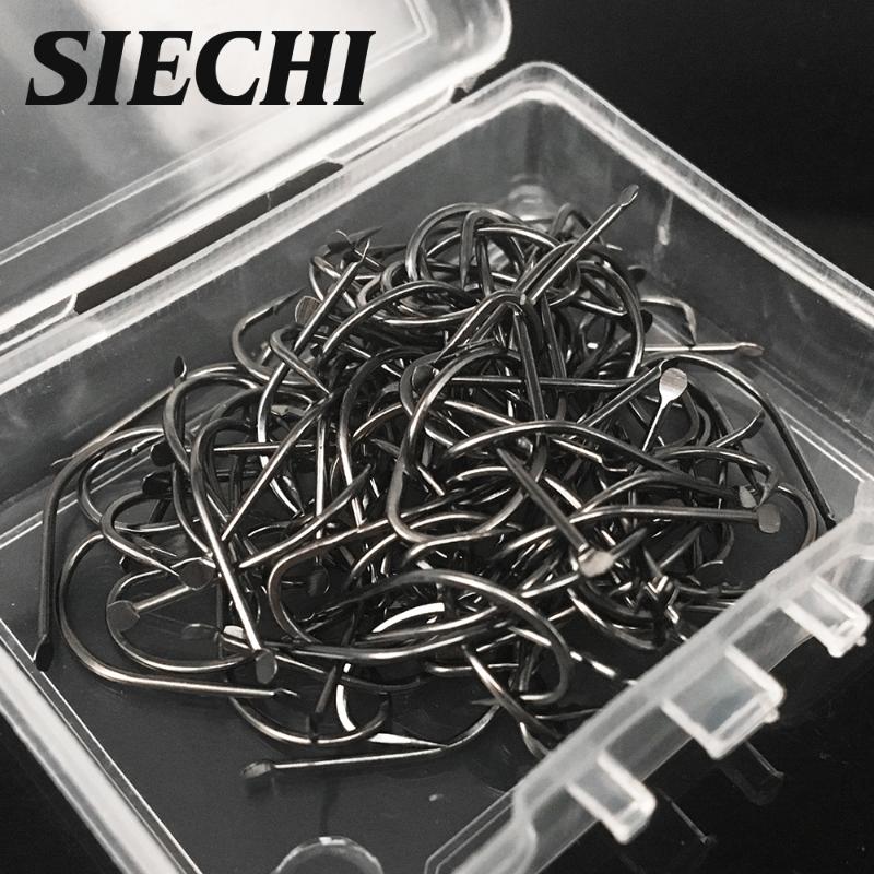 

Fishing Hooks 100PCS 1 Box Steel Fishhooks Carp Jig Head Set Pesca High CarbonTackle SIECHI 4#-14#
